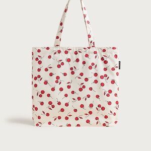 NEW J. Crew | Cherry Print Canvas Reusable Grocery Tote Bag